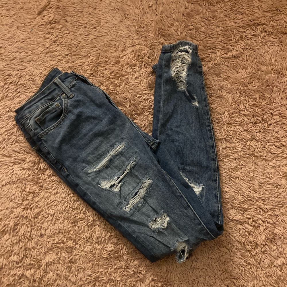 SHEIN Distressed Skinny Jeans Light Wash Size 4 - Picture 3 of 5